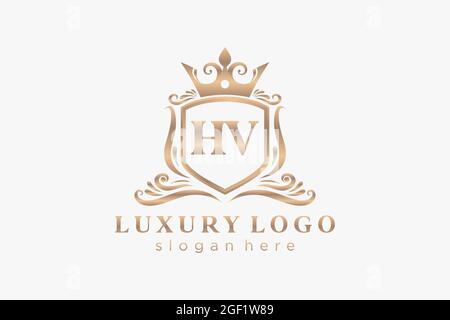 HV Letter Royal Luxury Logo template in vector art for Restaurant, Royalty, Boutique, Cafe, Hotel, Heraldic, Jewelry, Fashion and other vector illustr Stock Vector