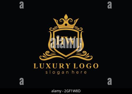 HW Letter Royal Luxury Logo template in vector art for Restaurant, Royalty, Boutique, Cafe, Hotel, Heraldic, Jewelry, Fashion and other vector illustr Stock Vector