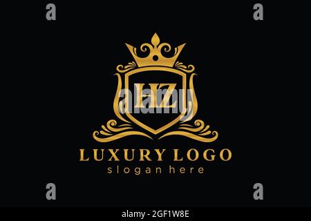 HZ Letter Royal Luxury Logo template in vector art for Restaurant, Royalty, Boutique, Cafe, Hotel, Heraldic, Jewelry, Fashion and other vector illustr Stock Vector