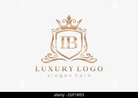 IB Letter Royal Luxury Logo template in vector art for Restaurant, Royalty, Boutique, Cafe, Hotel, Heraldic, Jewelry, Fashion and other vector illustr Stock Vector
