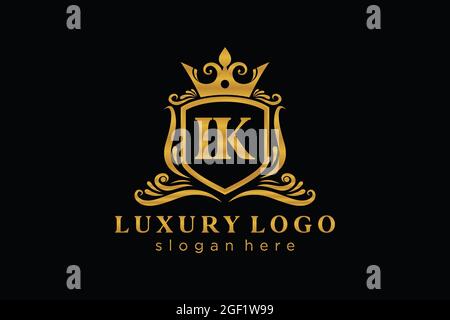 IK Letter Royal Luxury Logo template in vector art for Restaurant, Royalty, Boutique, Cafe, Hotel, Heraldic, Jewelry, Fashion and other vector illustr Stock Vector