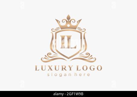 IL Letter Royal Luxury Logo template in vector art for Restaurant, Royalty, Boutique, Cafe, Hotel, Heraldic, Jewelry, Fashion and other vector illustr Stock Vector