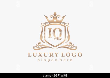 IQ Letter Royal Luxury Logo template in vector art for Restaurant, Royalty, Boutique, Cafe, Hotel, Heraldic, Jewelry, Fashion and other vector illustr Stock Vector