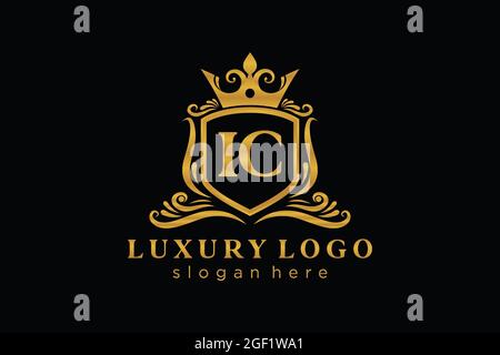 IC Letter Royal Luxury Logo template in vector art for Restaurant, Royalty, Boutique, Cafe, Hotel, Heraldic, Jewelry, Fashion and other vector illustr Stock Vector