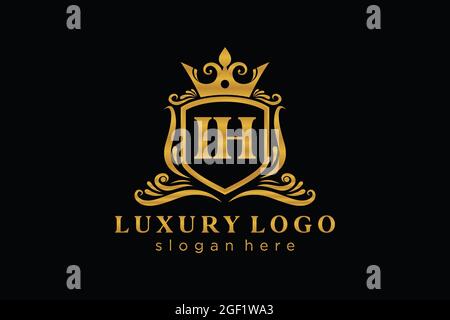 IH Letter Royal Luxury Logo template in vector art for Restaurant, Royalty, Boutique, Cafe, Hotel, Heraldic, Jewelry, Fashion and other vector illustr Stock Vector