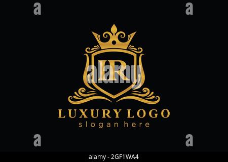 IR Letter Royal Luxury Logo template in vector art for Restaurant, Royalty, Boutique, Cafe, Hotel, Heraldic, Jewelry, Fashion and other vector illustr Stock Vector