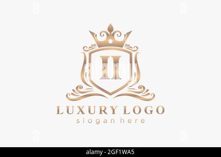 II Letter Royal Luxury Logo template in vector art for Restaurant, Royalty, Boutique, Cafe, Hotel, Heraldic, Jewelry, Fashion and other vector illustr Stock Vector