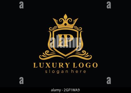 IP Letter Royal Luxury Logo template in vector art for Restaurant, Royalty, Boutique, Cafe, Hotel, Heraldic, Jewelry, Fashion and other vector illustr Stock Vector