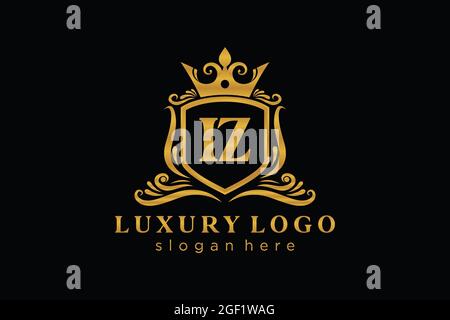 IZ Letter Royal Luxury Logo template in vector art for Restaurant, Royalty, Boutique, Cafe, Hotel, Heraldic, Jewelry, Fashion and other vector illustr Stock Vector