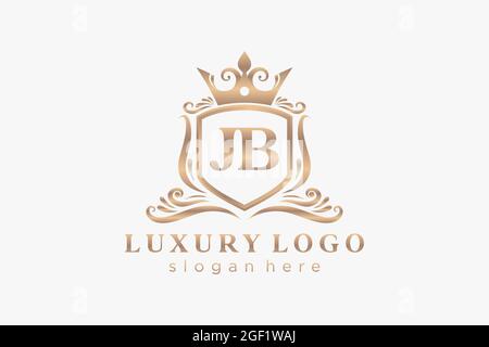 JB Letter Royal Luxury Logo template in vector art for Restaurant, Royalty, Boutique, Cafe, Hotel, Heraldic, Jewelry, Fashion and other vector illustr Stock Vector