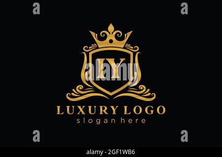IY Letter Royal Luxury Logo template in vector art for Restaurant, Royalty, Boutique, Cafe, Hotel, Heraldic, Jewelry, Fashion and other vector illustr Stock Vector