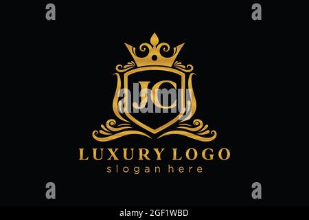JC Letter Royal Luxury Logo template in vector art for Restaurant, Royalty, Boutique, Cafe, Hotel, Heraldic, Jewelry, Fashion and other vector illustr Stock Vector