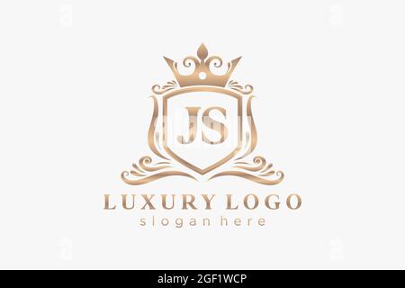 JS Letter Royal Luxury Logo template in vector art for Restaurant, Royalty, Boutique, Cafe, Hotel, Heraldic, Jewelry, Fashion and other vector illustr Stock Vector