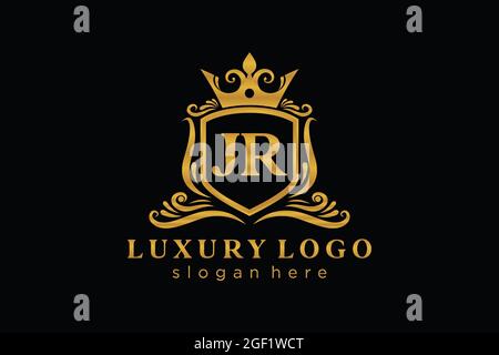 JR Letter Royal Luxury Logo template in vector art for Restaurant, Royalty, Boutique, Cafe, Hotel, Heraldic, Jewelry, Fashion and other vector illustr Stock Vector