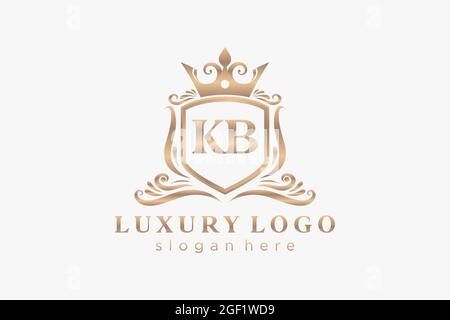 KB Letter Royal Luxury Logo template in vector art for Restaurant, Royalty, Boutique, Cafe, Hotel, Heraldic, Jewelry, Fashion and other vector illustr Stock Vector