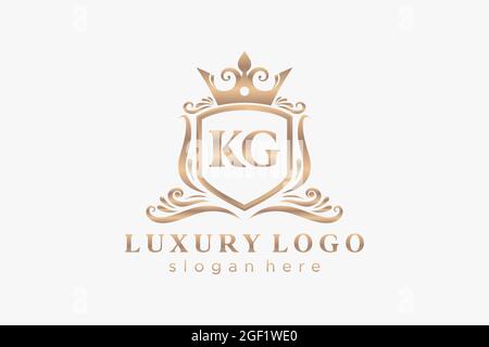 KG Letter Royal Luxury Logo template in vector art for Restaurant, Royalty, Boutique, Cafe, Hotel, Heraldic, Jewelry, Fashion and other vector illustr Stock Vector