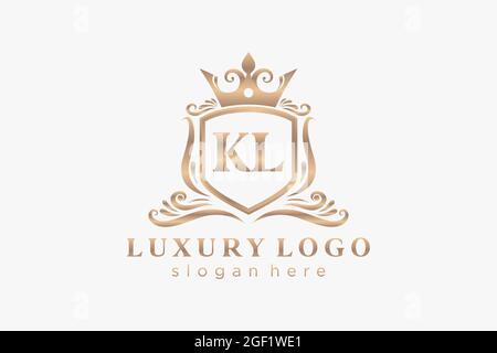 KL Letter Royal Luxury Logo template in vector art for Restaurant, Royalty, Boutique, Cafe, Hotel, Heraldic, Jewelry, Fashion and other vector illustr Stock Vector