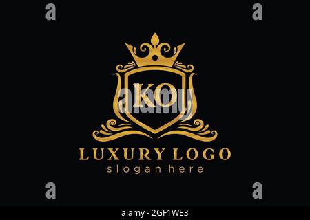 KO Letter Royal Luxury Logo template in vector art for Restaurant, Royalty, Boutique, Cafe, Hotel, Heraldic, Jewelry, Fashion and other vector illustr Stock Vector