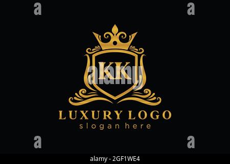 KK Letter Royal Luxury Logo template in vector art for Restaurant, Royalty, Boutique, Cafe, Hotel, Heraldic, Jewelry, Fashion and other vector illustr Stock Vector