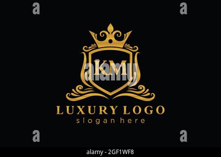 KM Letter Royal Luxury Logo template in vector art for Restaurant, Royalty, Boutique, Cafe, Hotel, Heraldic, Jewelry, Fashion and other vector illustr Stock Vector