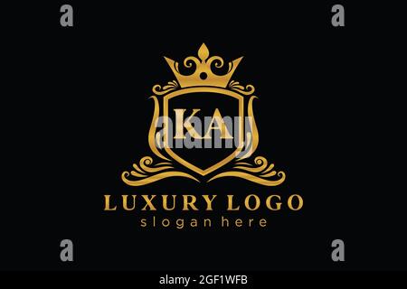 KA Letter Royal Luxury Logo template in vector art for Restaurant, Royalty, Boutique, Cafe, Hotel, Heraldic, Jewelry, Fashion and other vector illustr Stock Vector