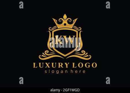 KW Letter Royal Luxury Logo template in vector art for Restaurant, Royalty, Boutique, Cafe, Hotel, Heraldic, Jewelry, Fashion and other vector illustr Stock Vector