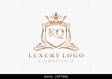 KQ Letter Royal Luxury Logo template in vector art for Restaurant, Royalty, Boutique, Cafe, Hotel, Heraldic, Jewelry, Fashion and other vector illustr Stock Vector