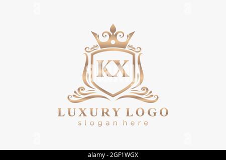 KX Letter Royal Luxury Logo template in vector art for Restaurant, Royalty, Boutique, Cafe, Hotel, Heraldic, Jewelry, Fashion and other vector illustr Stock Vector