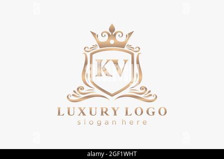 KV Letter Royal Luxury Logo template in vector art for Restaurant, Royalty, Boutique, Cafe, Hotel, Heraldic, Jewelry, Fashion and other vector illustr Stock Vector