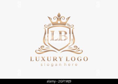 LB Letter Royal Luxury Logo template in vector art for Restaurant, Royalty, Boutique, Cafe, Hotel, Heraldic, Jewelry, Fashion and other vector illustr Stock Vector