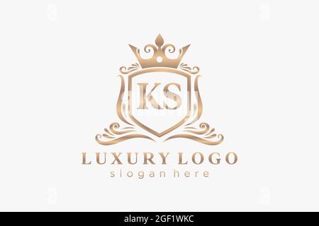 KS Letter Royal Luxury Logo template in vector art for Restaurant, Royalty, Boutique, Cafe, Hotel, Heraldic, Jewelry, Fashion and other vector illustr Stock Vector
