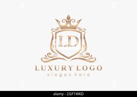 LD Letter Royal Luxury Logo template in vector art for Restaurant, Royalty, Boutique, Cafe, Hotel, Heraldic, Jewelry, Fashion and other vector illustr Stock Vector