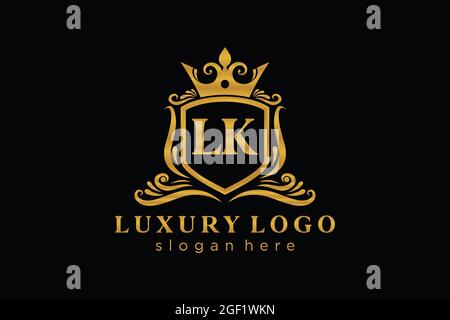 LK Letter Royal Luxury Logo template in vector art for Restaurant, Royalty, Boutique, Cafe, Hotel, Heraldic, Jewelry, Fashion and other vector illustr Stock Vector