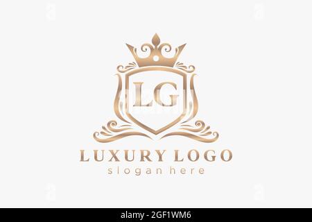 LG Letter Royal Luxury Logo template in vector art for Restaurant, Royalty, Boutique, Cafe, Hotel, Heraldic, Jewelry, Fashion and other vector illustr Stock Vector