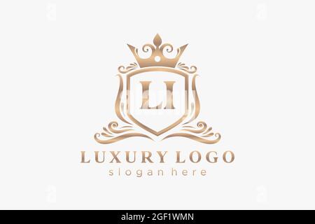 LI Letter Royal Luxury Logo template in vector art for Restaurant, Royalty, Boutique, Cafe, Hotel, Heraldic, Jewelry, Fashion and other vector illustr Stock Vector
