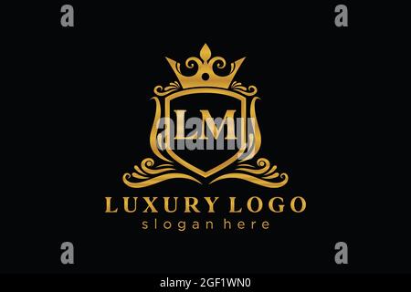LM Letter Royal Luxury Logo template in vector art for Restaurant, Royalty, Boutique, Cafe, Hotel, Heraldic, Jewelry, Fashion and other vector illustr Stock Vector