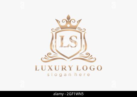 LS Letter Royal Luxury Logo template in vector art for Restaurant, Royalty, Boutique, Cafe, Hotel, Heraldic, Jewelry, Fashion and other vector illustr Stock Vector