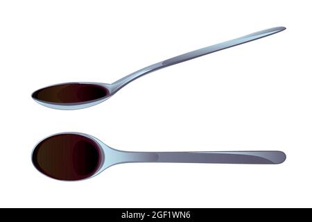 Soy asian sushi sauce in spoon. Realistic elements for food icon and design Stock Vector