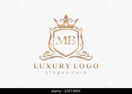MB Letter Royal Luxury Logo template in vector art for Restaurant, Royalty, Boutique, Cafe, Hotel, Heraldic, Jewelry, Fashion and other vector illustr Stock Vector