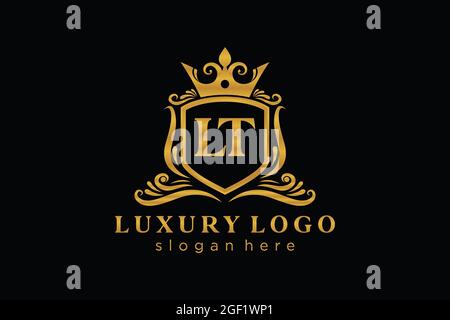 LT Letter Royal Luxury Logo template in vector art for Restaurant, Royalty, Boutique, Cafe, Hotel, Heraldic, Jewelry, Fashion and other vector illustr Stock Vector