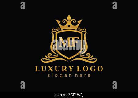 MF Letter Royal Luxury Logo template in vector art for Restaurant, Royalty, Boutique, Cafe, Hotel, Heraldic, Jewelry, Fashion and other vector illustr Stock Vector