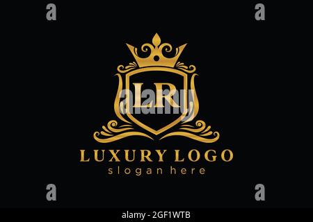 LR Letter Royal Luxury Logo template in vector art for Restaurant, Royalty, Boutique, Cafe, Hotel, Heraldic, Jewelry, Fashion and other vector illustr Stock Vector