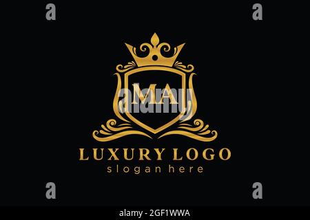 MA Letter Royal Luxury Logo template in vector art for Restaurant, Royalty, Boutique, Cafe, Hotel, Heraldic, Jewelry, Fashion and other vector illustr Stock Vector