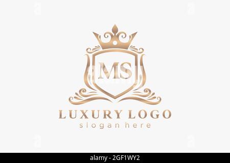 MS Letter Royal Luxury Logo template in vector art for Restaurant, Royalty, Boutique, Cafe, Hotel, Heraldic, Jewelry, Fashion and other vector illustr Stock Vector