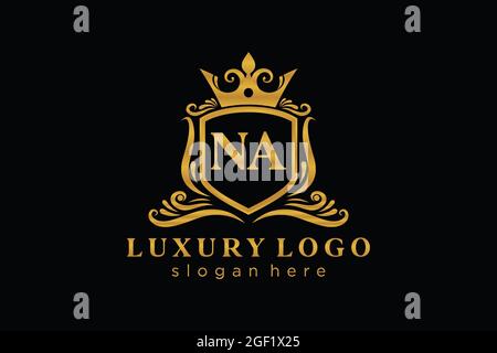 NA Letter Royal Luxury Logo template in vector art for Restaurant, Royalty, Boutique, Cafe, Hotel, Heraldic, Jewelry, Fashion and other vector illustr Stock Vector
