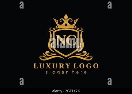 NC Letter Royal Luxury Logo template in vector art for Restaurant, Royalty, Boutique, Cafe, Hotel, Heraldic, Jewelry, Fashion and other vector illustr Stock Vector