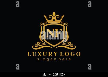 NF Letter Royal Luxury Logo template in vector art for Restaurant, Royalty, Boutique, Cafe, Hotel, Heraldic, Jewelry, Fashion and other vector illustr Stock Vector