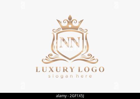 NN Letter Royal Luxury Logo template in vector art for Restaurant, Royalty, Boutique, Cafe, Hotel, Heraldic, Jewelry, Fashion and other vector illustr Stock Vector