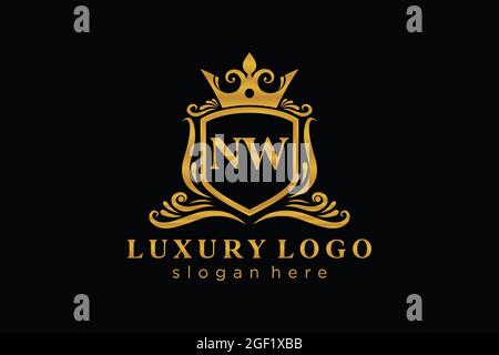 NW Letter Royal Luxury Logo template in vector art for Restaurant, Royalty, Boutique, Cafe, Hotel, Heraldic, Jewelry, Fashion and other vector illustr Stock Vector