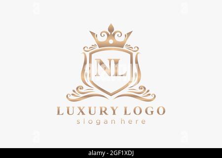 NL Letter Royal Luxury Logo template in vector art for Restaurant, Royalty, Boutique, Cafe, Hotel, Heraldic, Jewelry, Fashion and other vector illustr Stock Vector